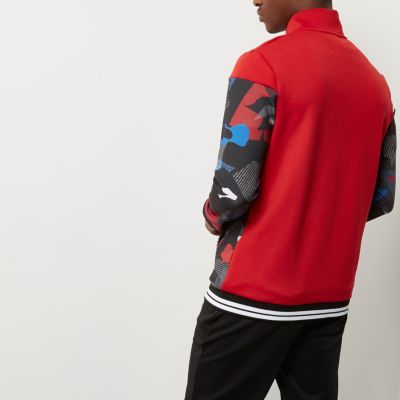 Red camo print track jacket